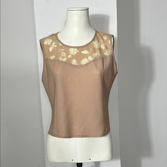 Source Unknown Tops - Vintage Tan Floral Tank Top